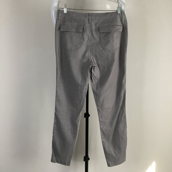 LEVEL 99 Anthropologie Gray/Gravity Textured Linen Blend Button Fly Pant - Picture 8 of 10
